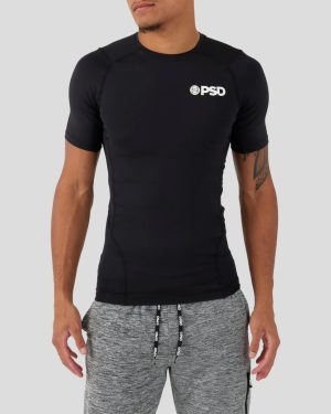 underwear factory Compression Tee Short Sleeve - Black