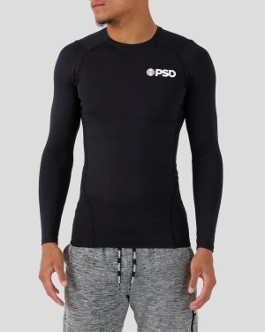underwear factory Compression Tee Long Sleeve - Black