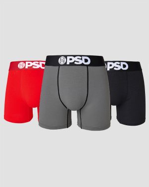 underwear factory Solids 3 Pack - Red/Grey/Black
