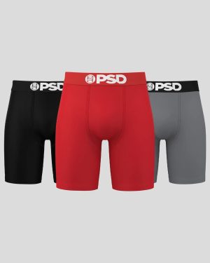 underwear factory Solids 3 Pack - Red/Grey/Black